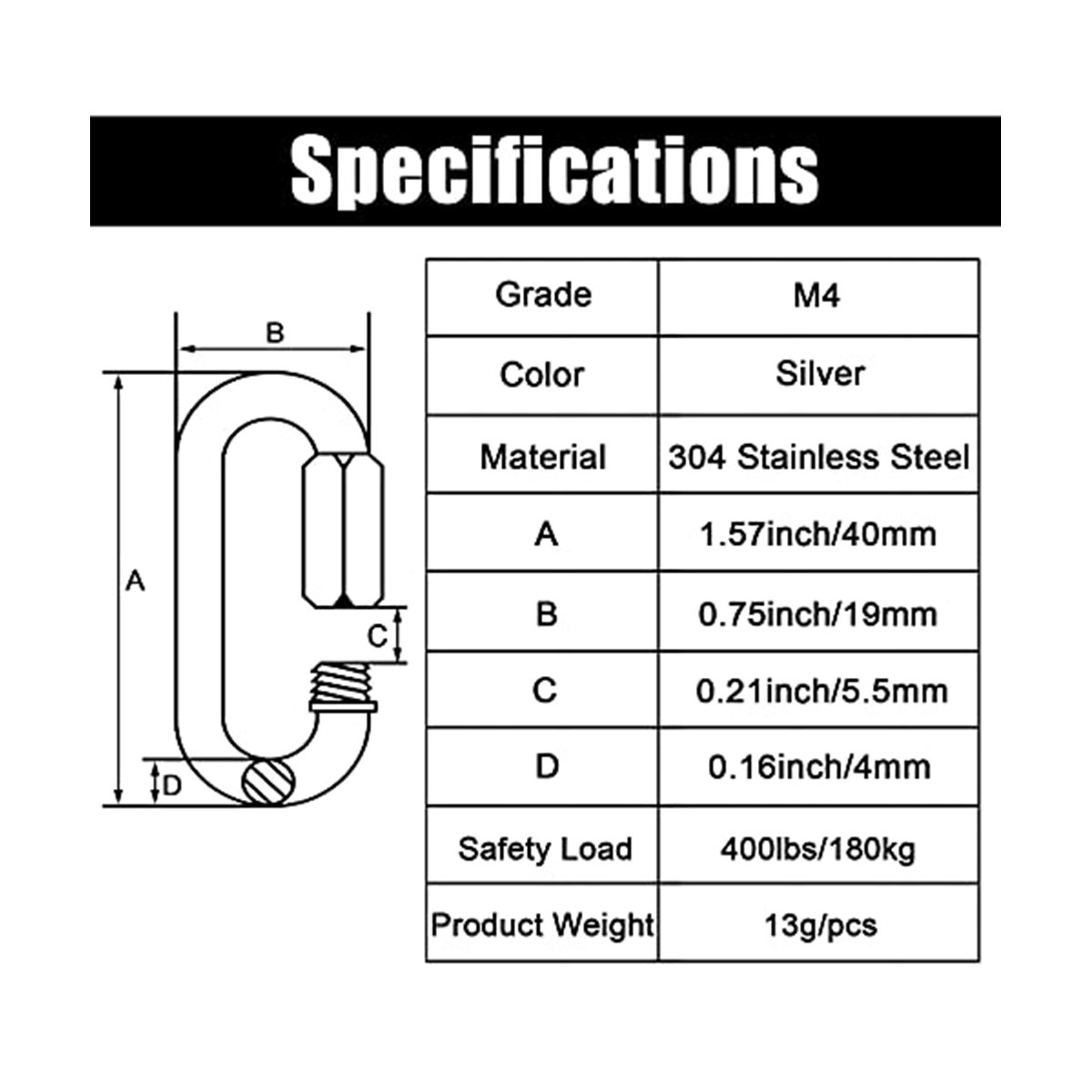 Chain Quick Link - 12 Pack Quick Link 5/32 Inch